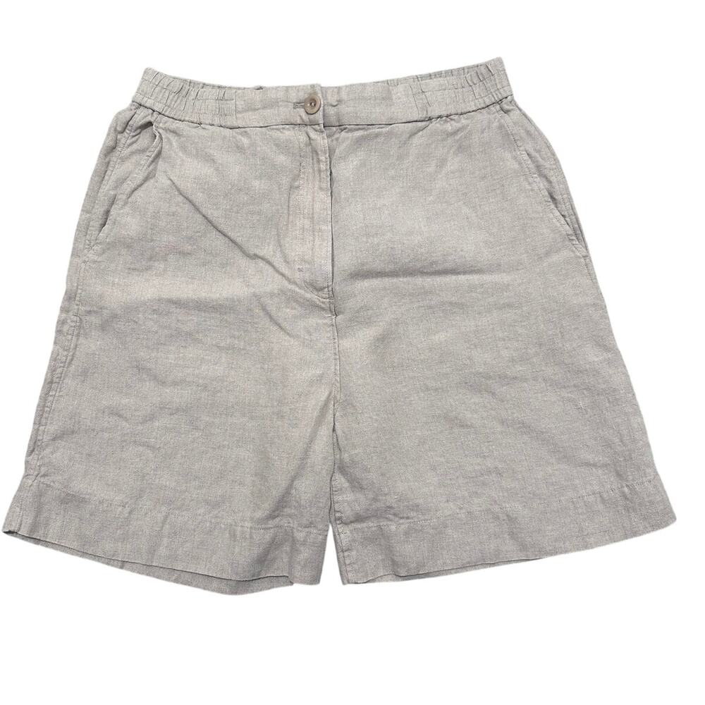 COS High-Waisted Pleated Linen Shorts Casual Preppy Minimalist Beige Size M